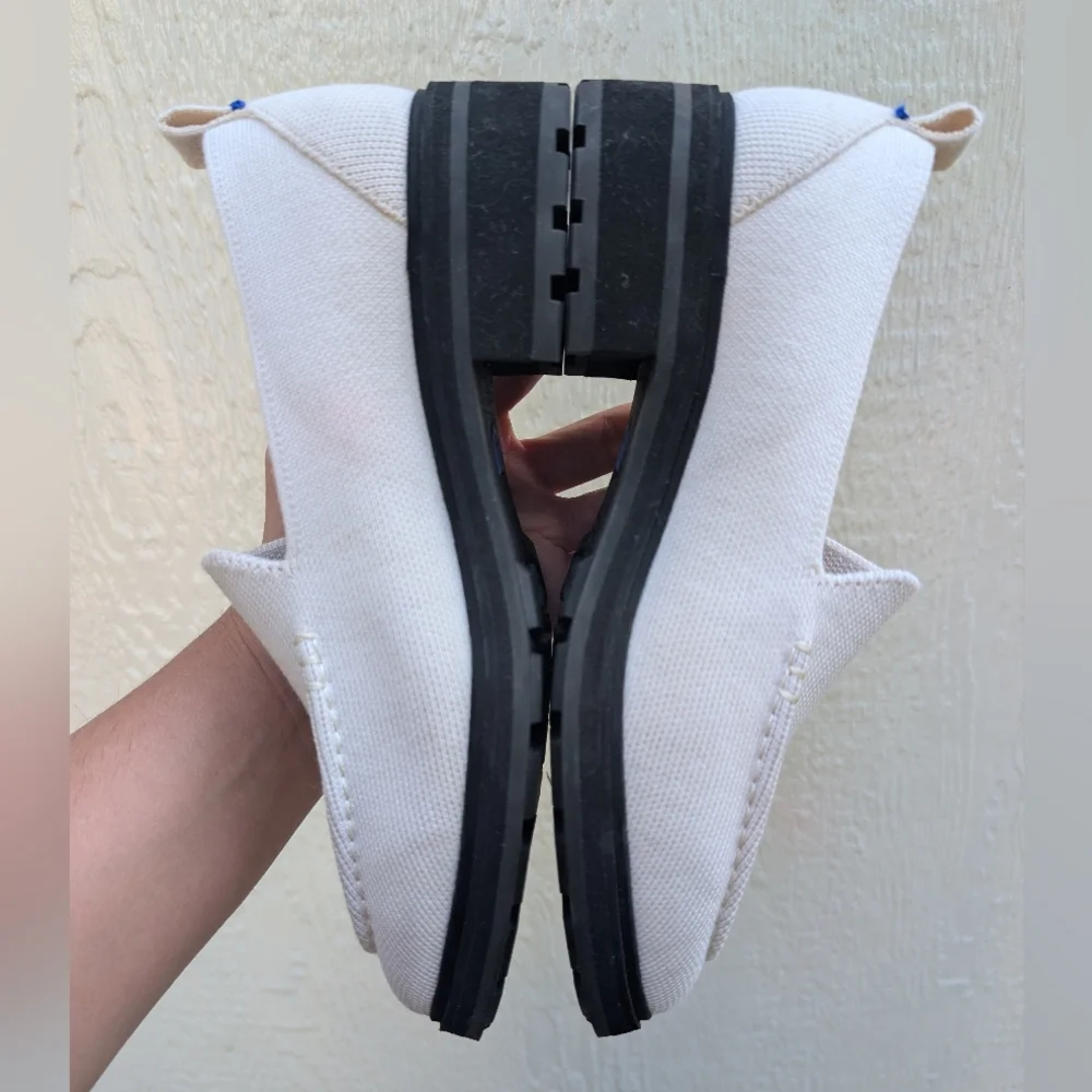 Rothy's The Lug Loafer Merino Wool Slip On Shoe Chunky Sole Ivory Cream Size 8 - Picture 4 of 6